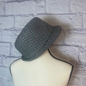Chic Black And White Houndstooth Checker Fedora Hat one size fits all black l…